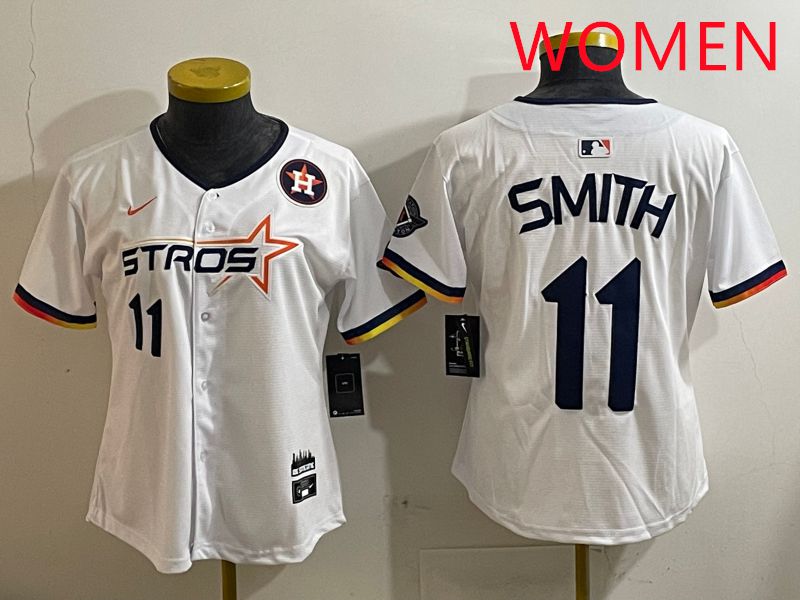 Women Houston Astros 11 Smith White three generations Joint Name Nike 2025 MLB Jersey style 6